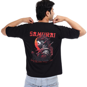 Men's Samurai Printed Oversized Round Neck T-shirt