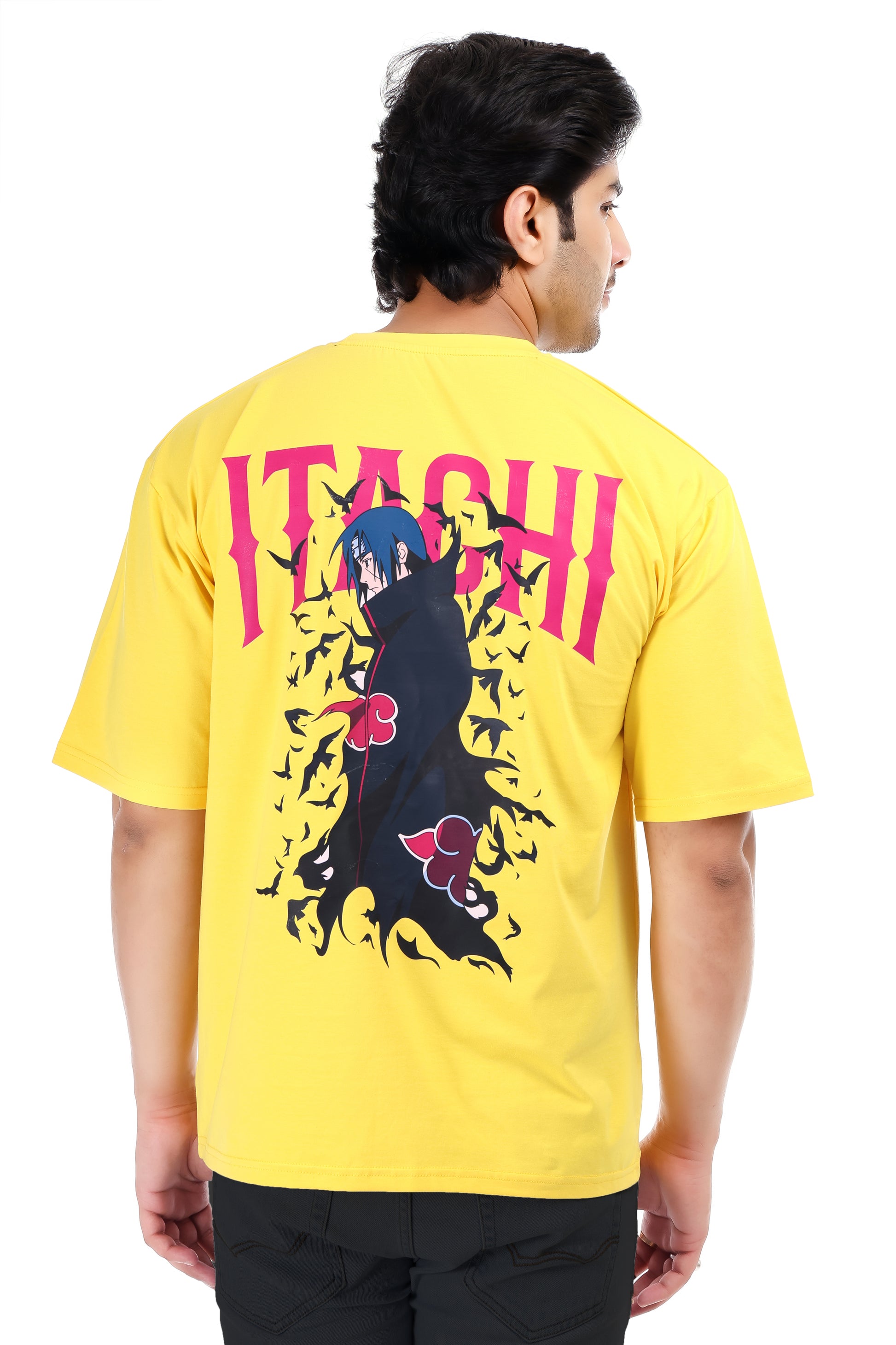 Men's Itachi Anime Printed Oversized Round Neck T-shirt