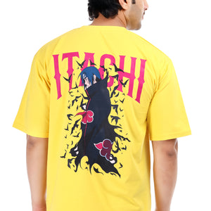 Men's Itachi Anime Printed Oversized Round Neck T-shirt