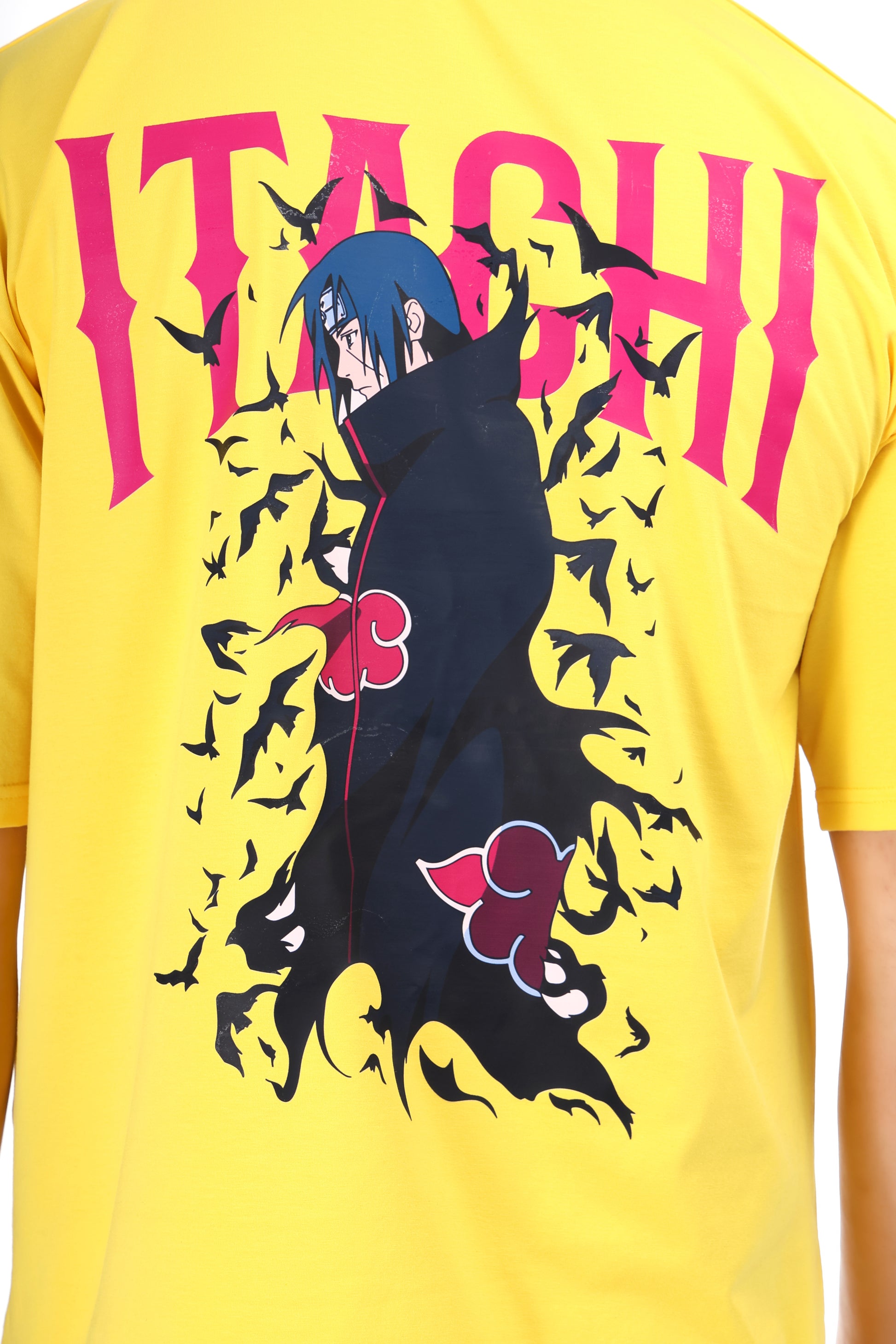 Men's Itachi Anime Printed Oversized Round Neck T-shirt