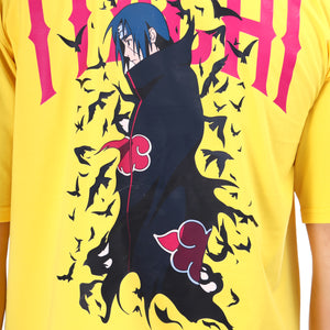 Men's Itachi Anime Printed Oversized Round Neck T-shirt