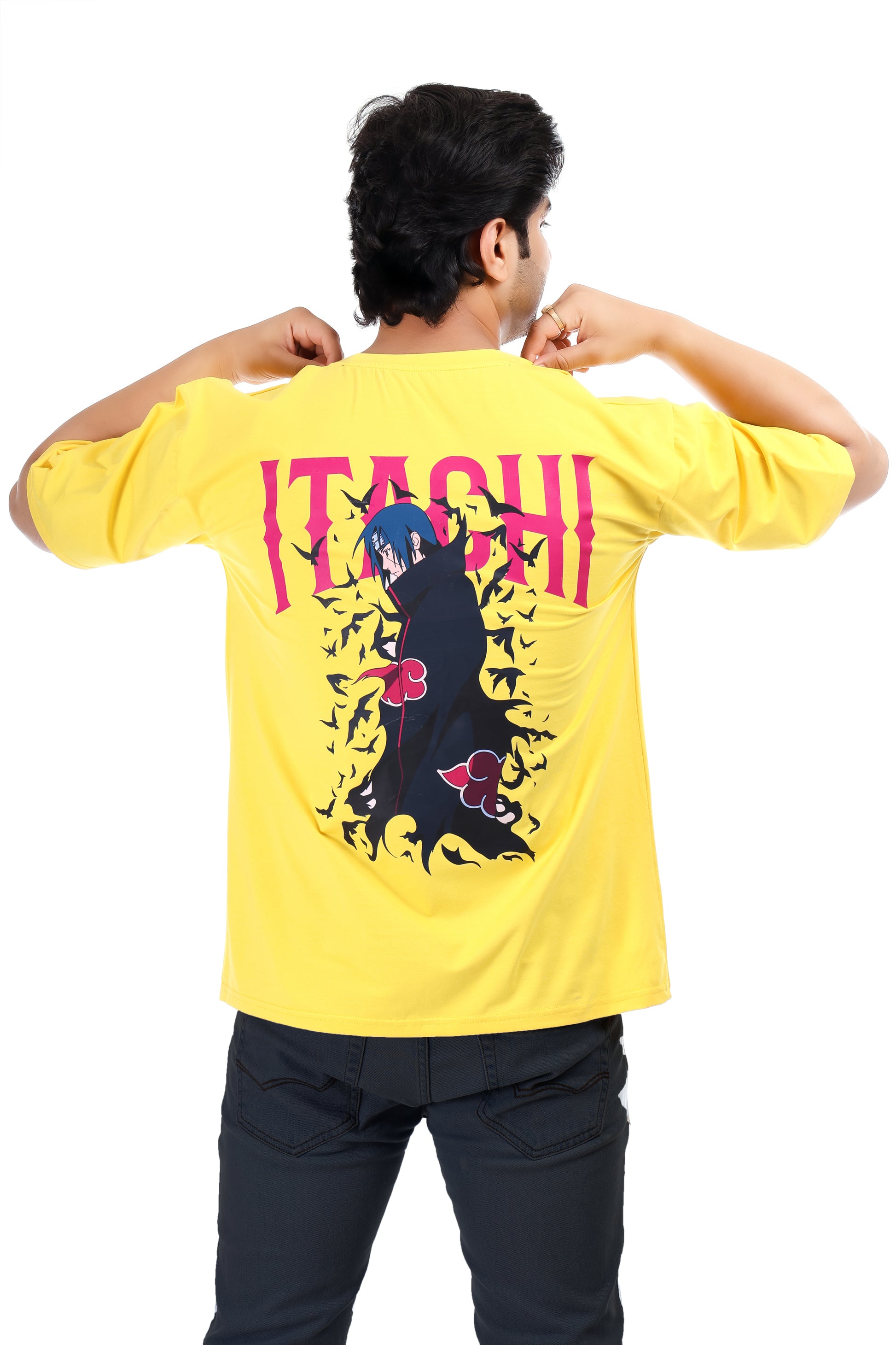 Men's Itachi Anime Printed Oversized Round Neck T-shirt