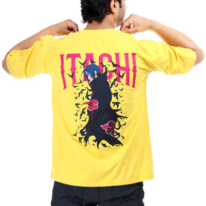 Men's Itachi Anime Printed Oversized Round Neck T-shirt