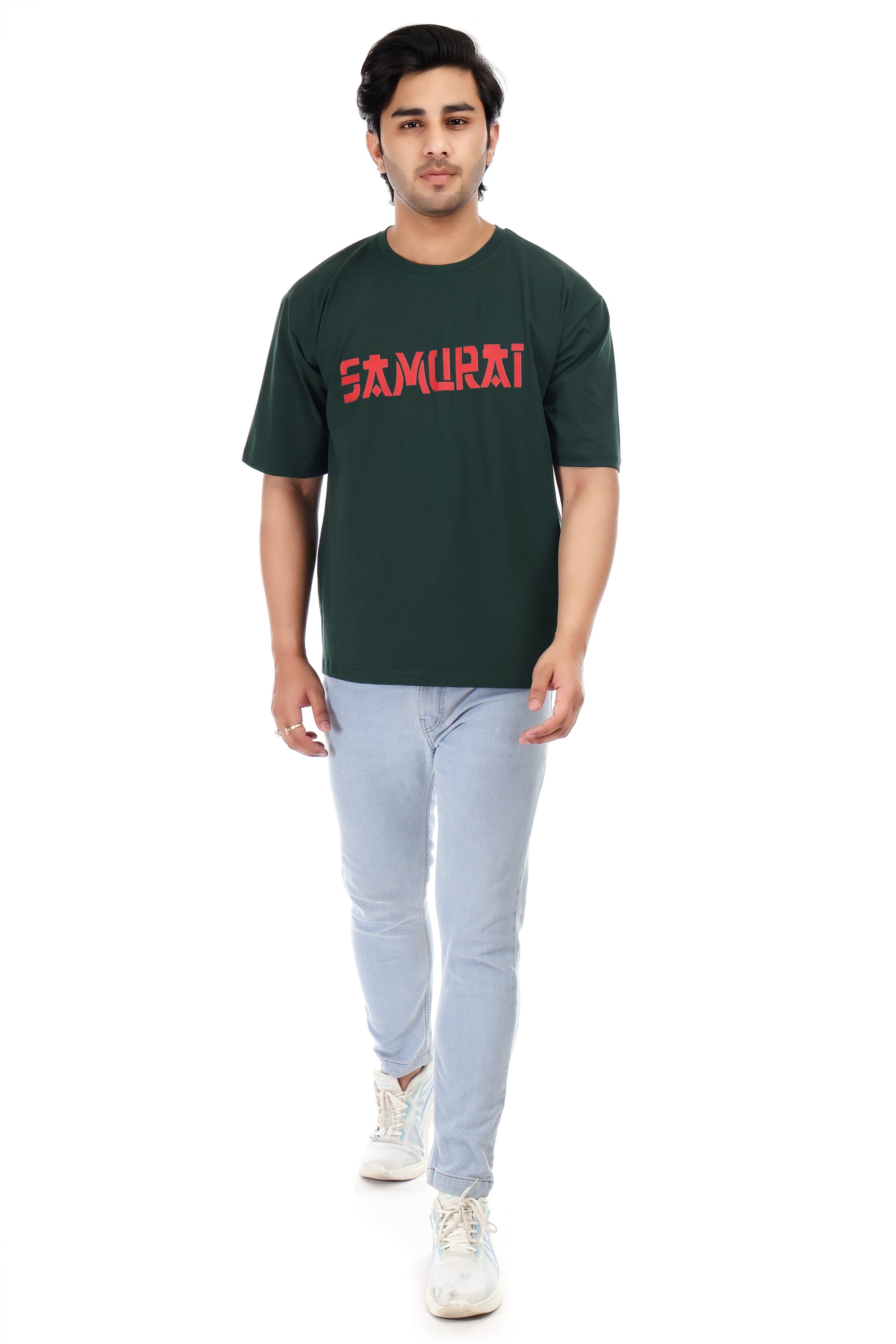 Men's Samurai Printed Oversized Round Neck T-shirt