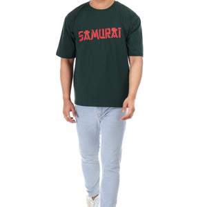 Men's Samurai Printed Oversized Round Neck T-shirt