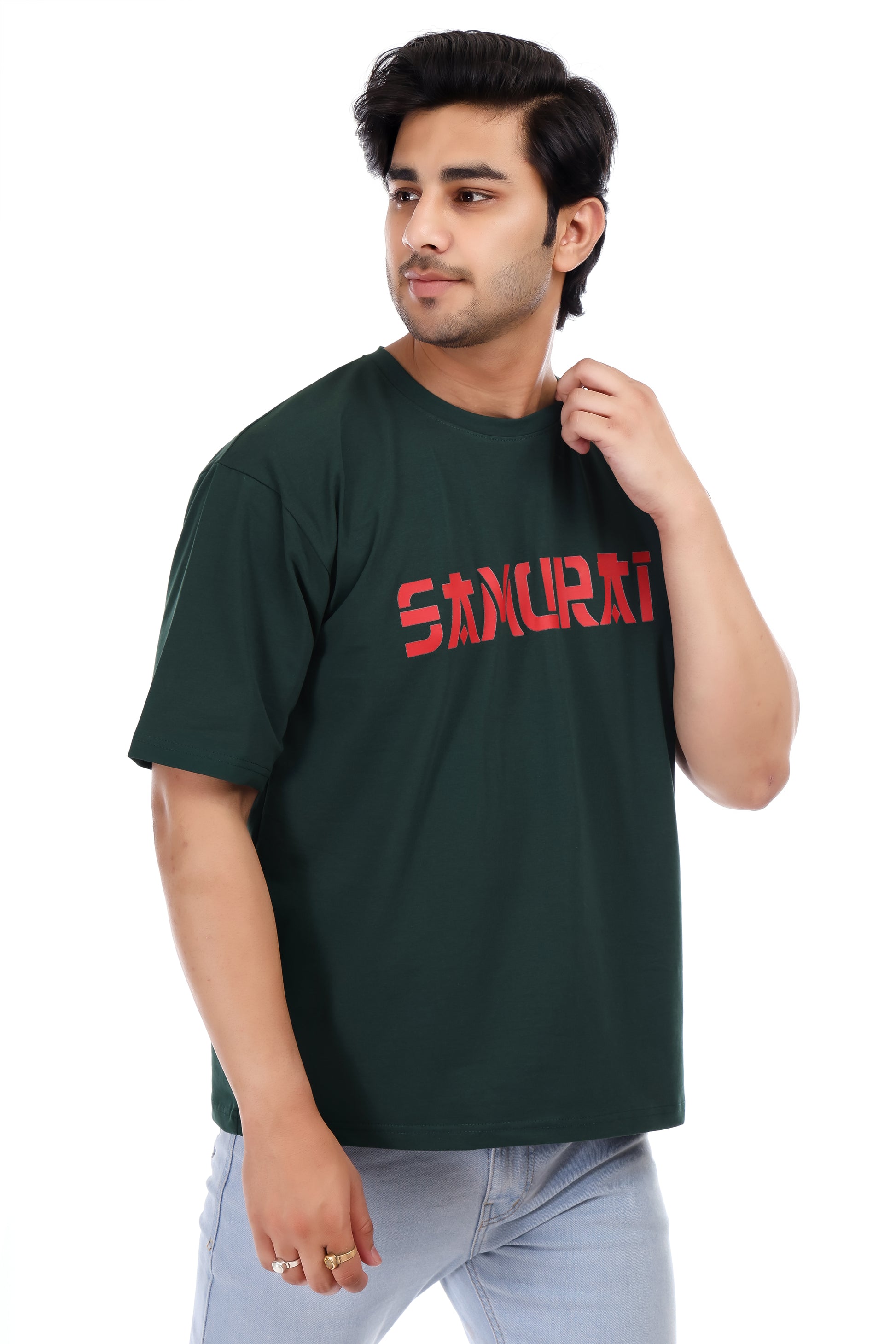 Men's Samurai Printed Oversized Round Neck T-shirt