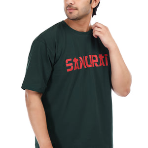 Men's Samurai Printed Oversized Round Neck T-shirt