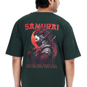 Men's Samurai Printed Oversized Round Neck T-shirt