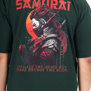 Men's Samurai Printed Oversized Round Neck T-shirt