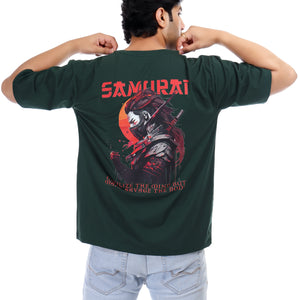 Men's Samurai Printed Oversized Round Neck T-shirt