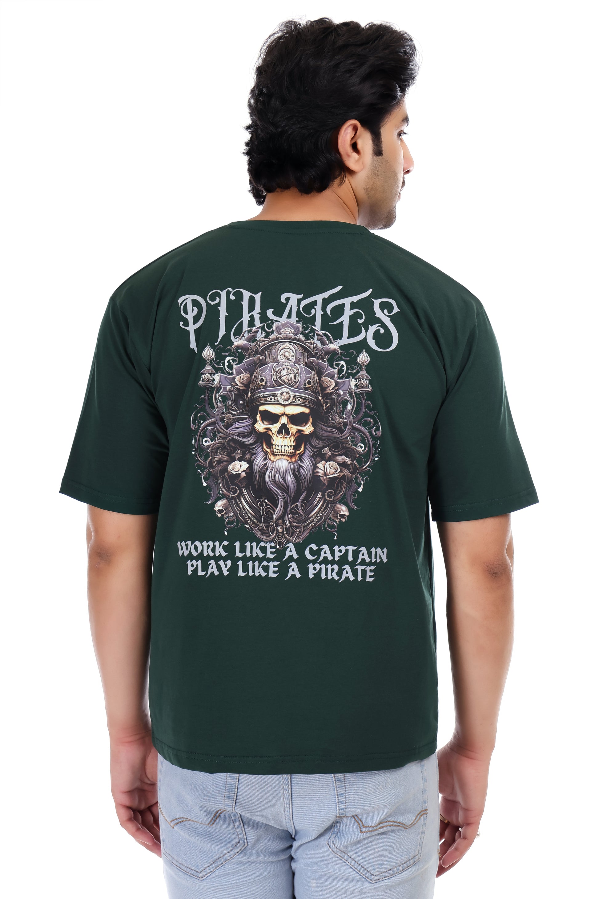 Men's Pirates Printed Oversized Round Neck T-shirt