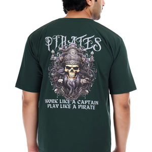 Men's Pirates Printed Oversized Round Neck T-shirt