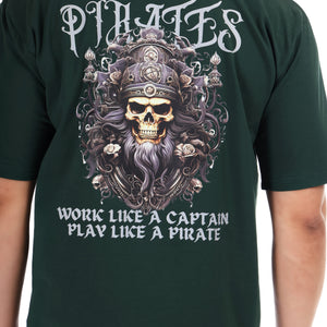 Men's Pirates Printed Oversized Round Neck T-shirt