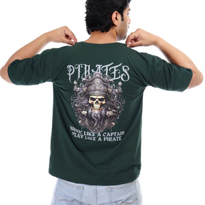 Men's Pirates Printed Oversized Round Neck T-shirt