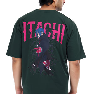 Men's Itachi Anime Printed Oversized Round Neck T-shirt