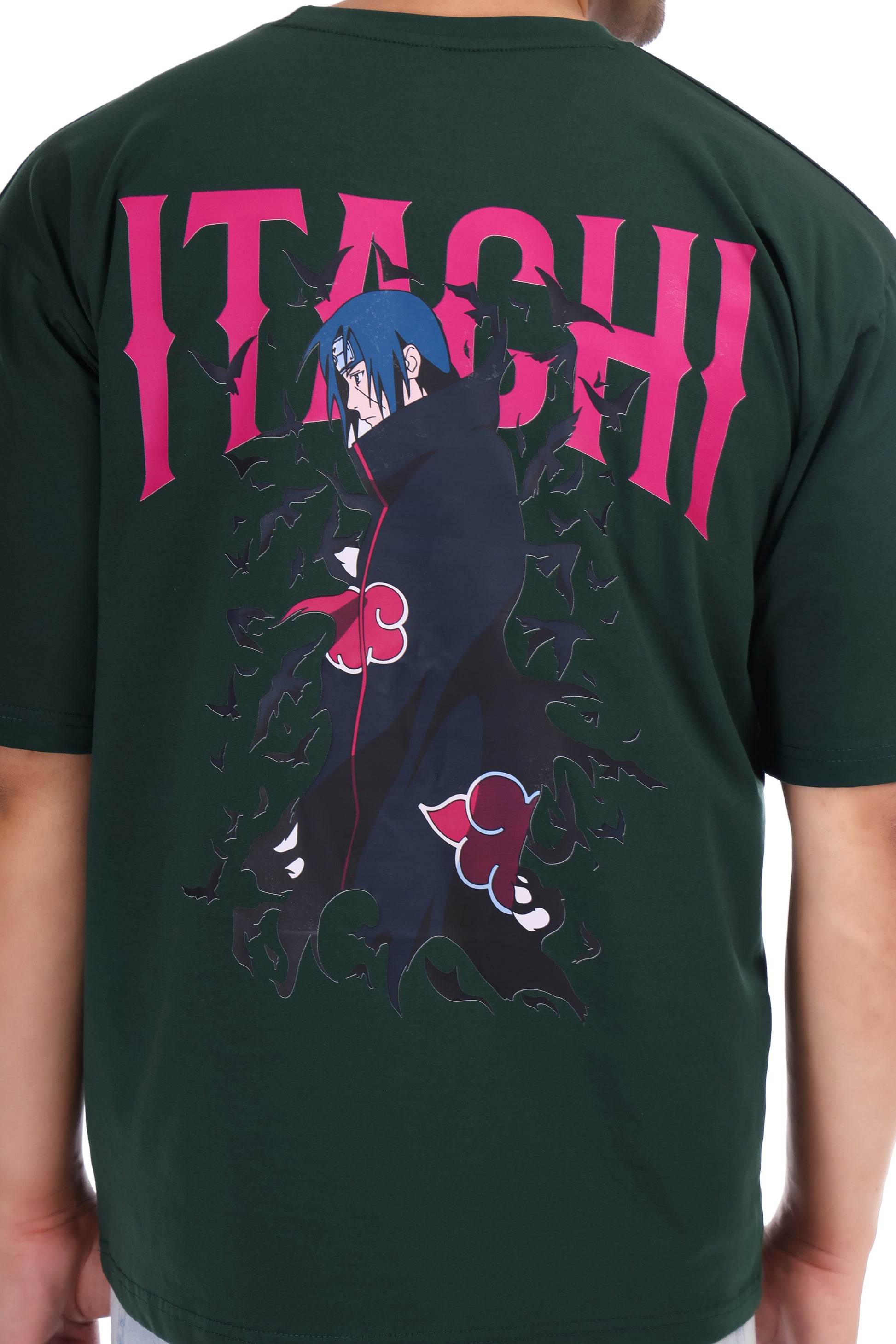 Men's Itachi Anime Printed Oversized Round Neck T-shirt