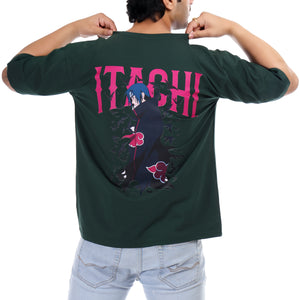 Men's Itachi Anime Printed Oversized Round Neck T-shirt