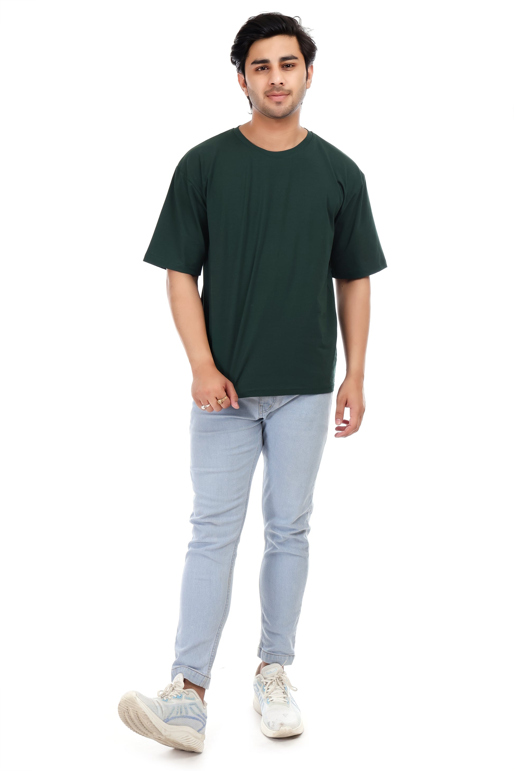 Men's Plain Oversized Round Neck 100% Cotton Lycra T-shirt