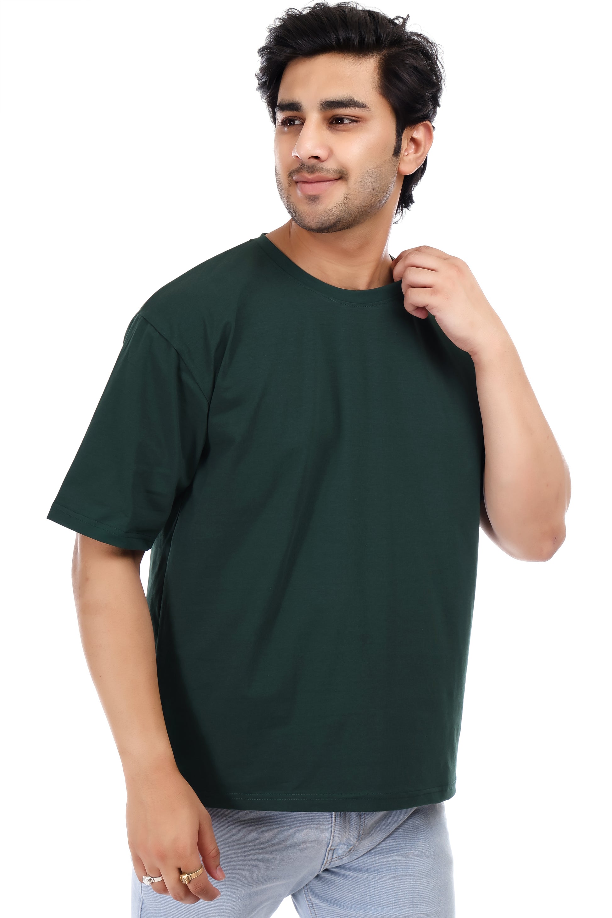 Men's Plain Oversized Round Neck 100% Cotton Lycra T-shirt