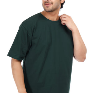 Men's Plain Oversized Round Neck 100% Cotton Lycra T-shirt