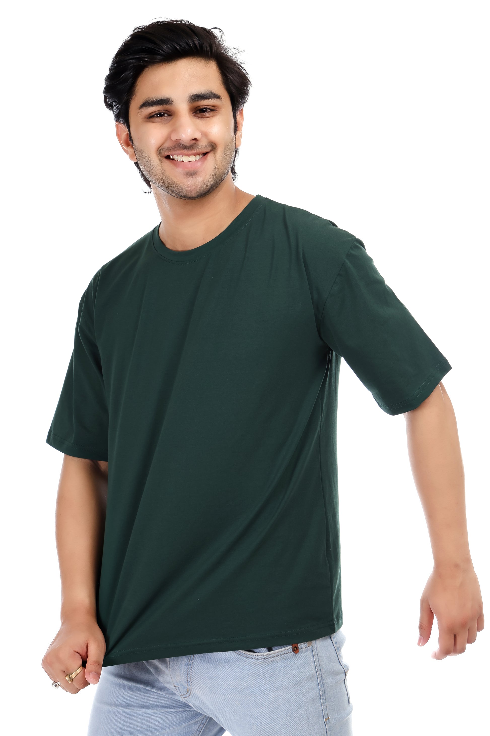 Men's Plain Oversized Round Neck 100% Cotton Lycra T-shirt