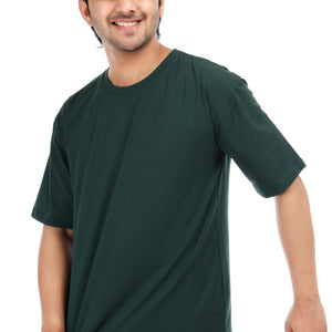 Men's Plain Oversized Round Neck 100% Cotton Lycra T-shirt