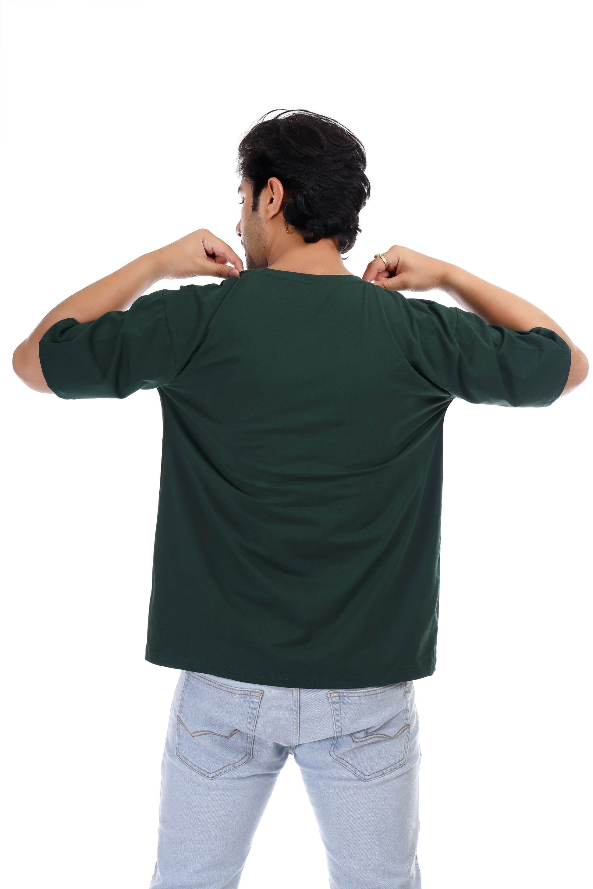 Men's Plain Oversized Round Neck 100% Cotton Lycra T-shirt