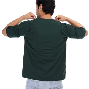 Men's Plain Oversized Round Neck 100% Cotton Lycra T-shirt