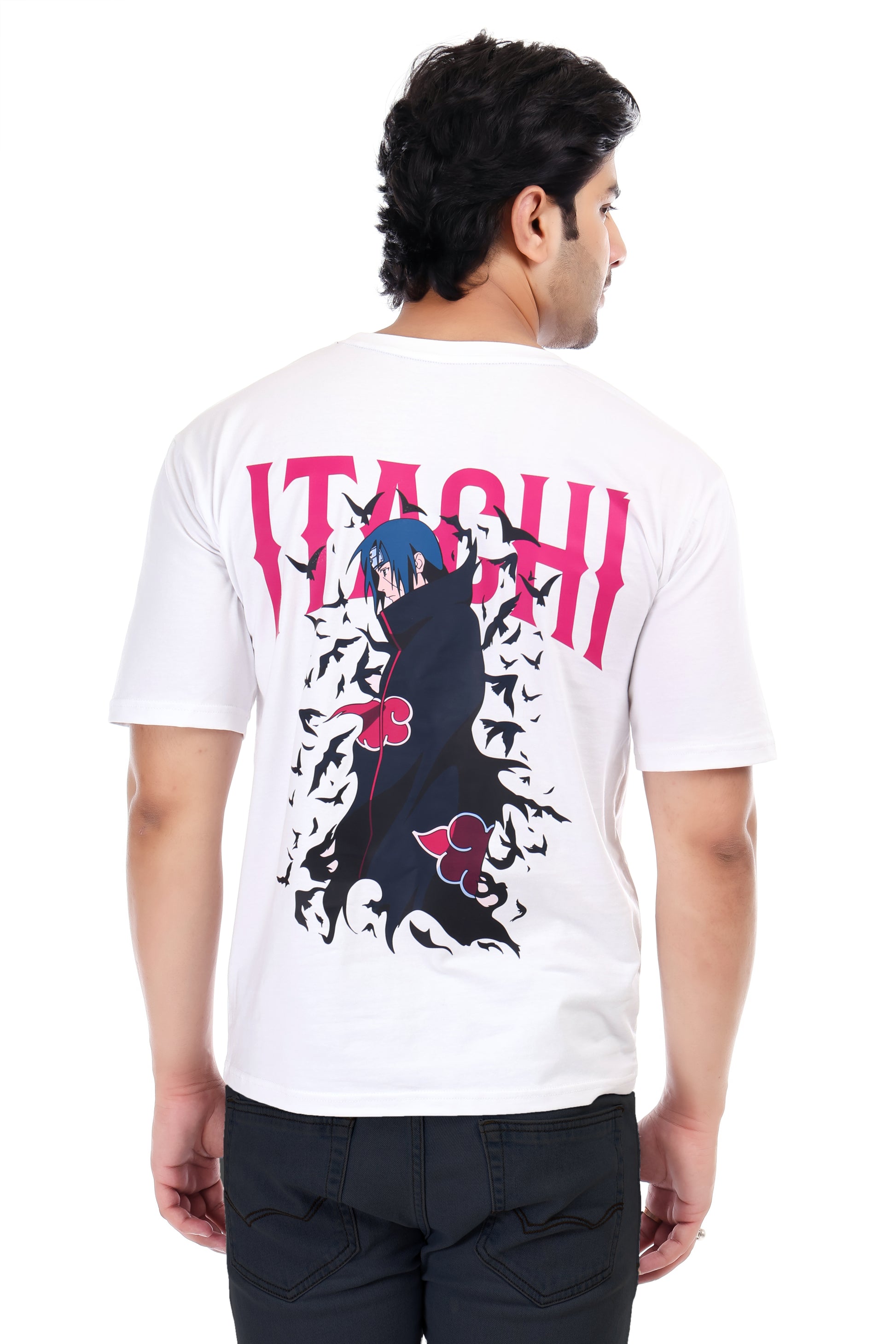 Men's Itachi Anime Printed Oversized Round Neck T-shirt