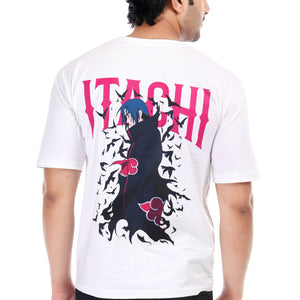 Men's Itachi Anime Printed Oversized Round Neck T-shirt