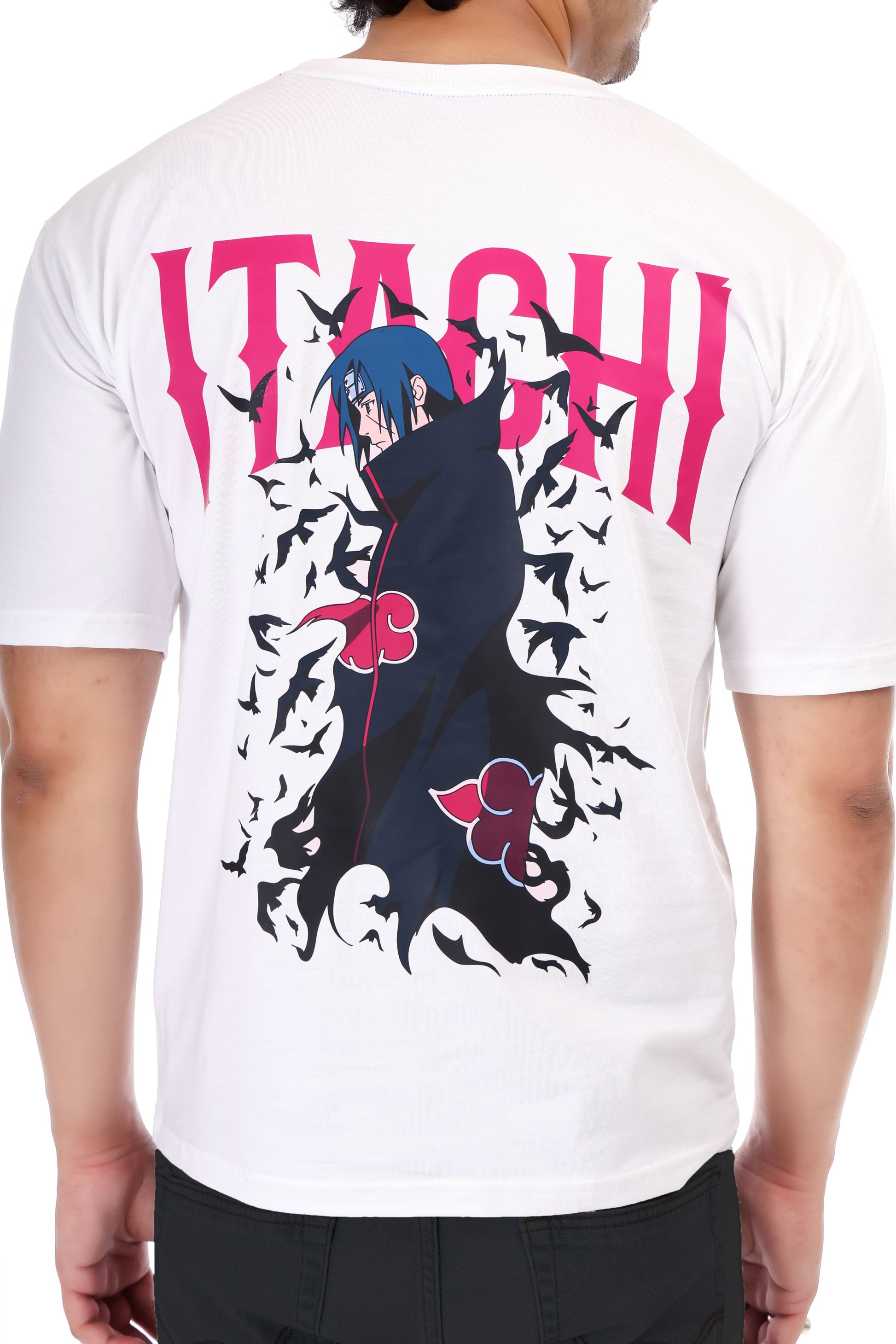 Men's Itachi Anime Printed Oversized Round Neck T-shirt