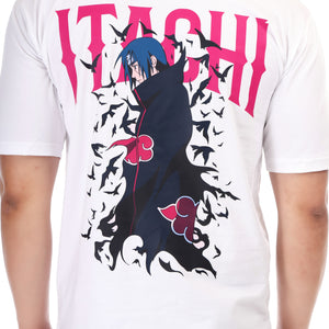 Men's Itachi Anime Printed Oversized Round Neck T-shirt