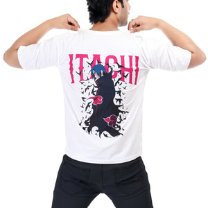 Men's Itachi Anime Printed Oversized Round Neck T-shirt