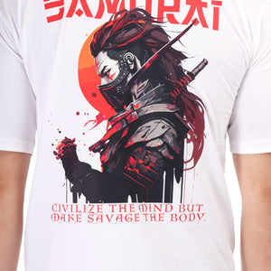 Men's Samurai Printed Oversized Round Neck T-shirt