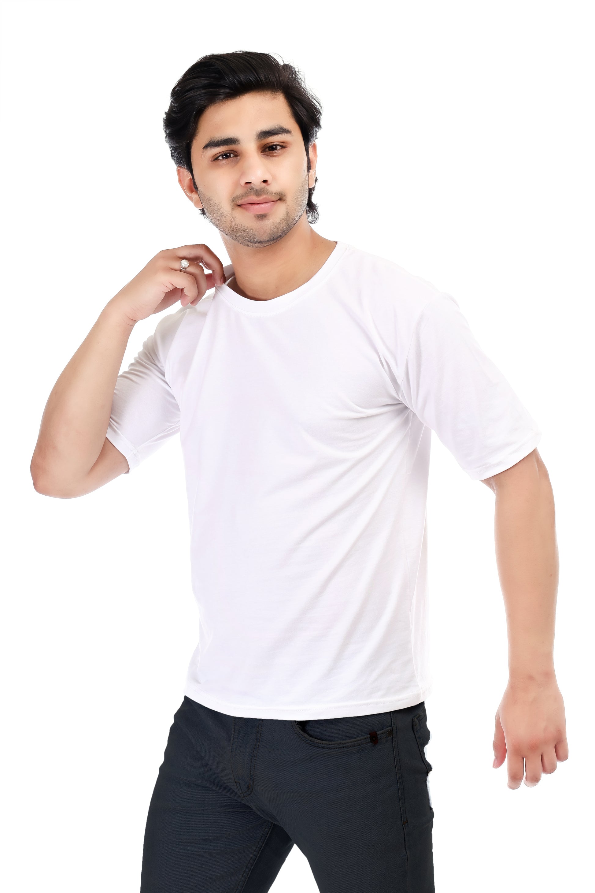 Men's Plain Oversized Round Neck 100% Cotton Lycra T-shirt