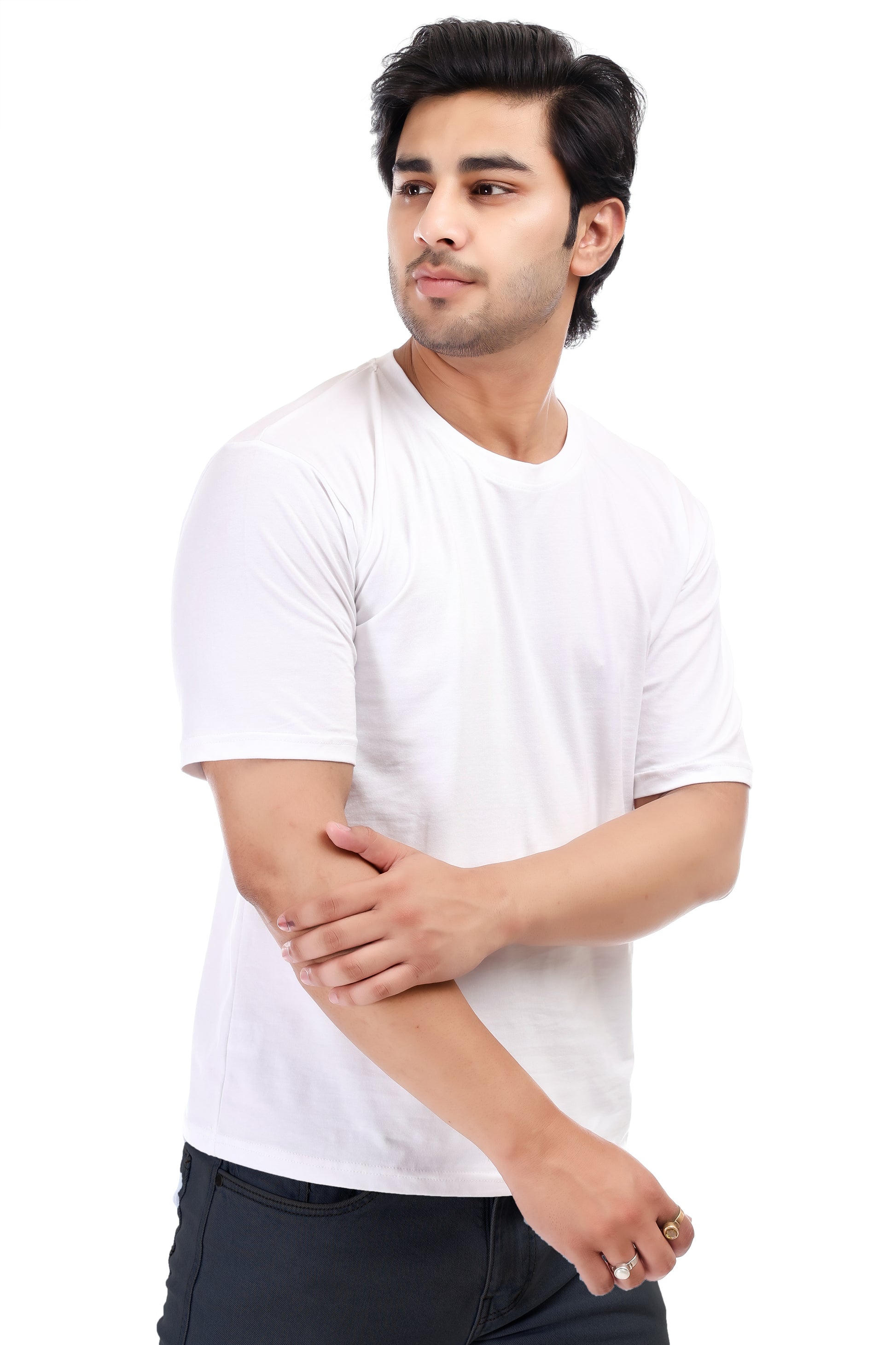 Men's Plain Oversized Round Neck 100% Cotton Lycra T-shirt