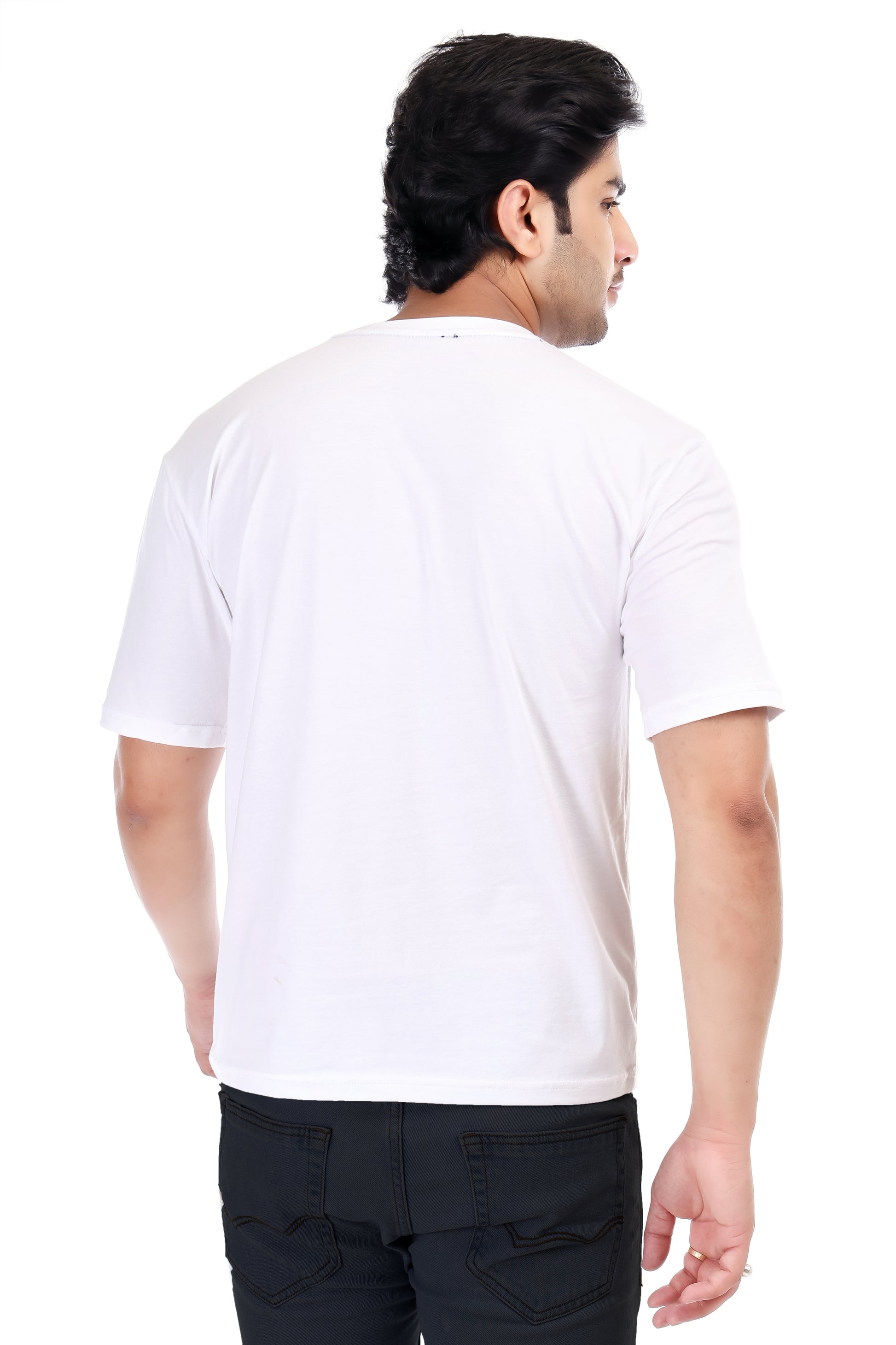 Men's Plain Oversized Round Neck 100% Cotton Lycra T-shirt