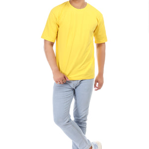 Men's Plain Regular Fit Round Neck 100% Cotton Lycra T-shirt