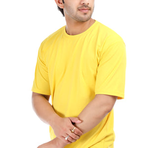 Men's Plain Regular Fit Round Neck 100% Cotton Lycra T-shirt