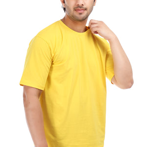 Men's Plain Regular Fit Round Neck 100% Cotton Lycra T-shirt