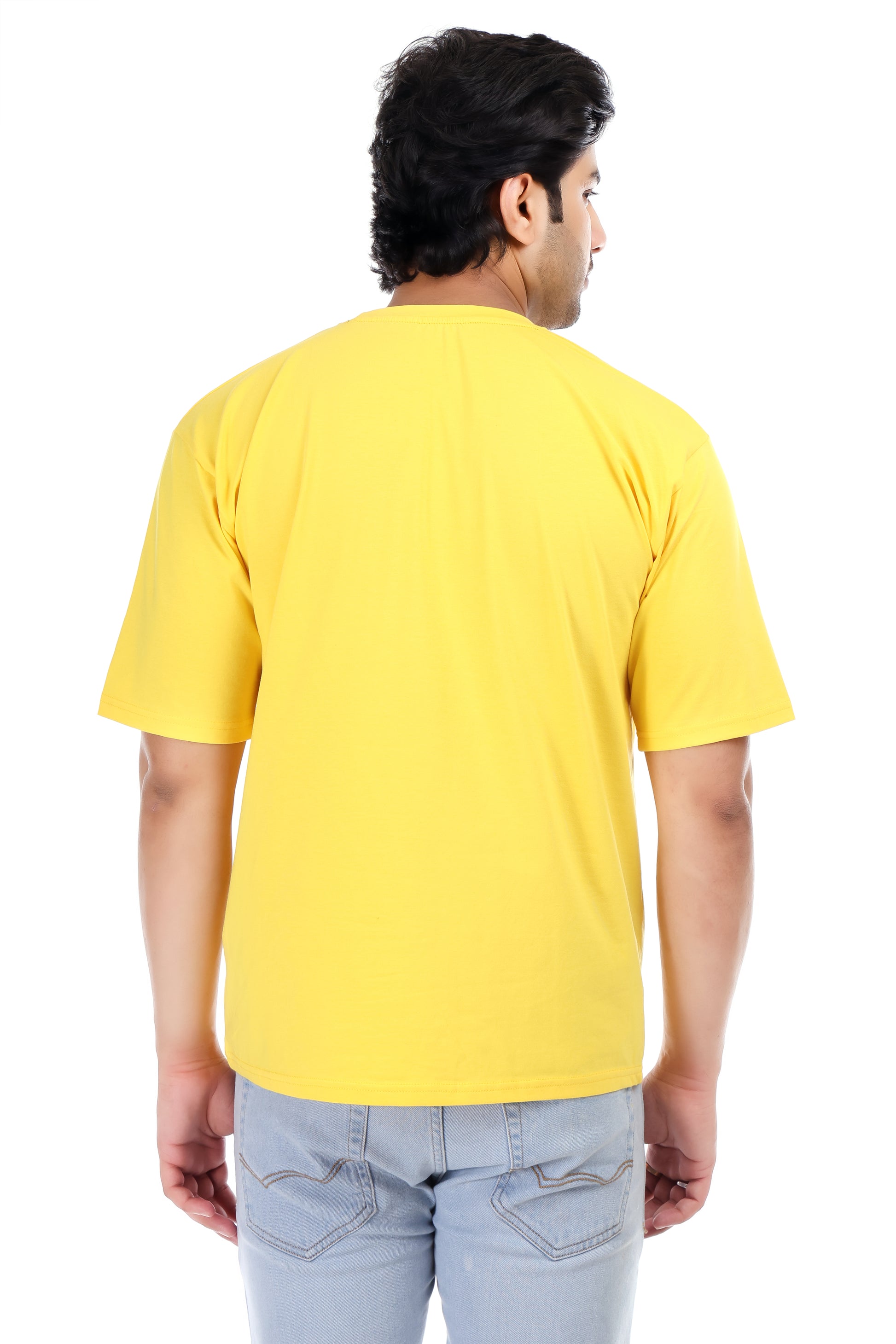 Men's Plain Regular Fit Round Neck 100% Cotton Lycra T-shirt