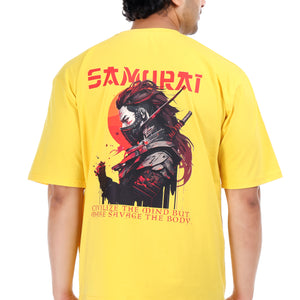 Men's Samurai Printed Oversized Round Neck T-shirt