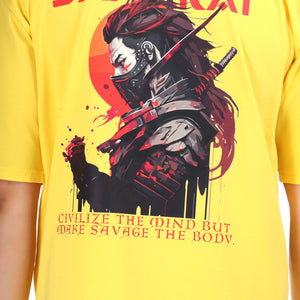 Men's Samurai Printed Oversized Round Neck T-shirt