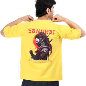 Men's Samurai Printed Oversized Round Neck T-shirt