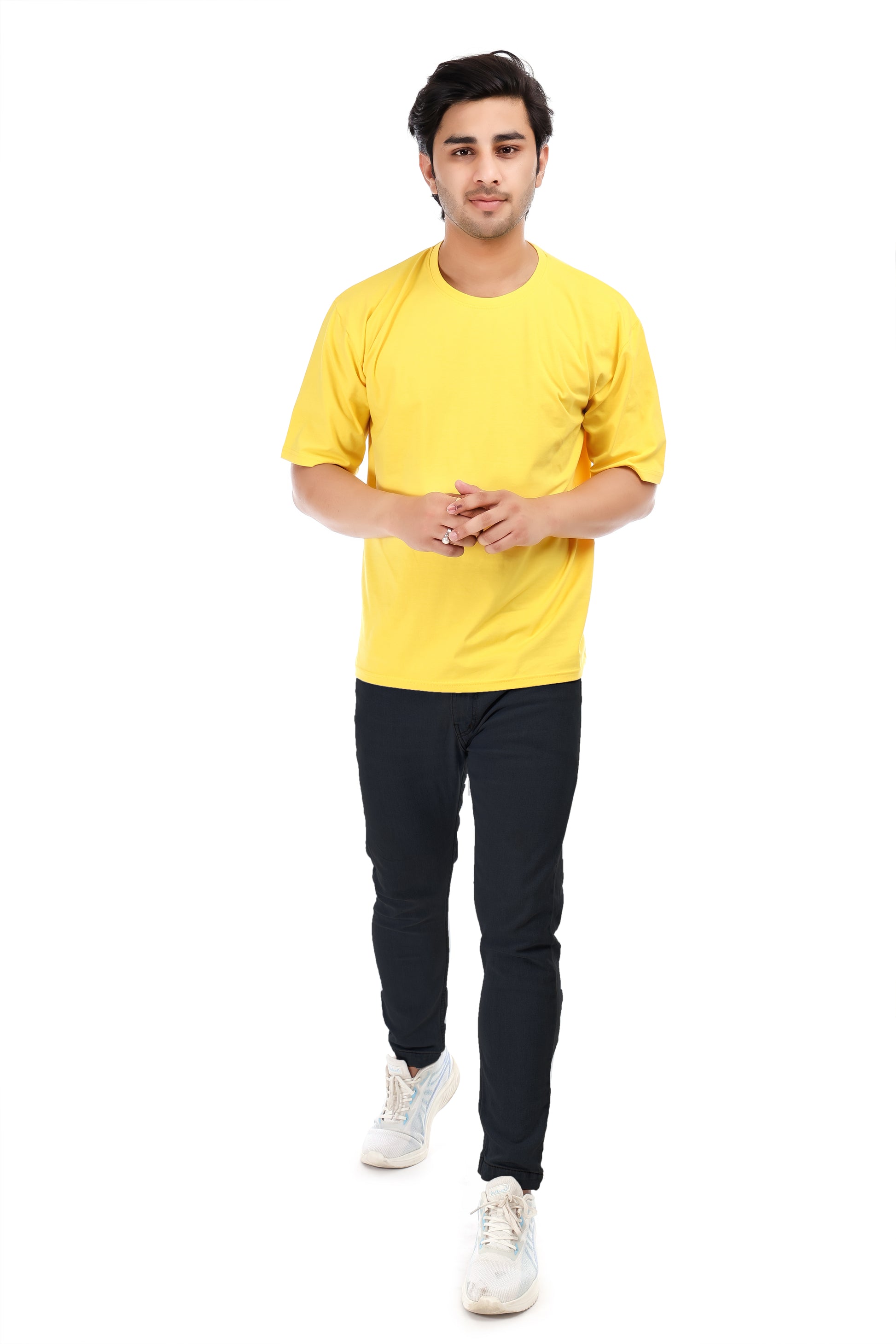 Men's Plain Oversized Round Neck 100% Cotton Lycra T-shirt