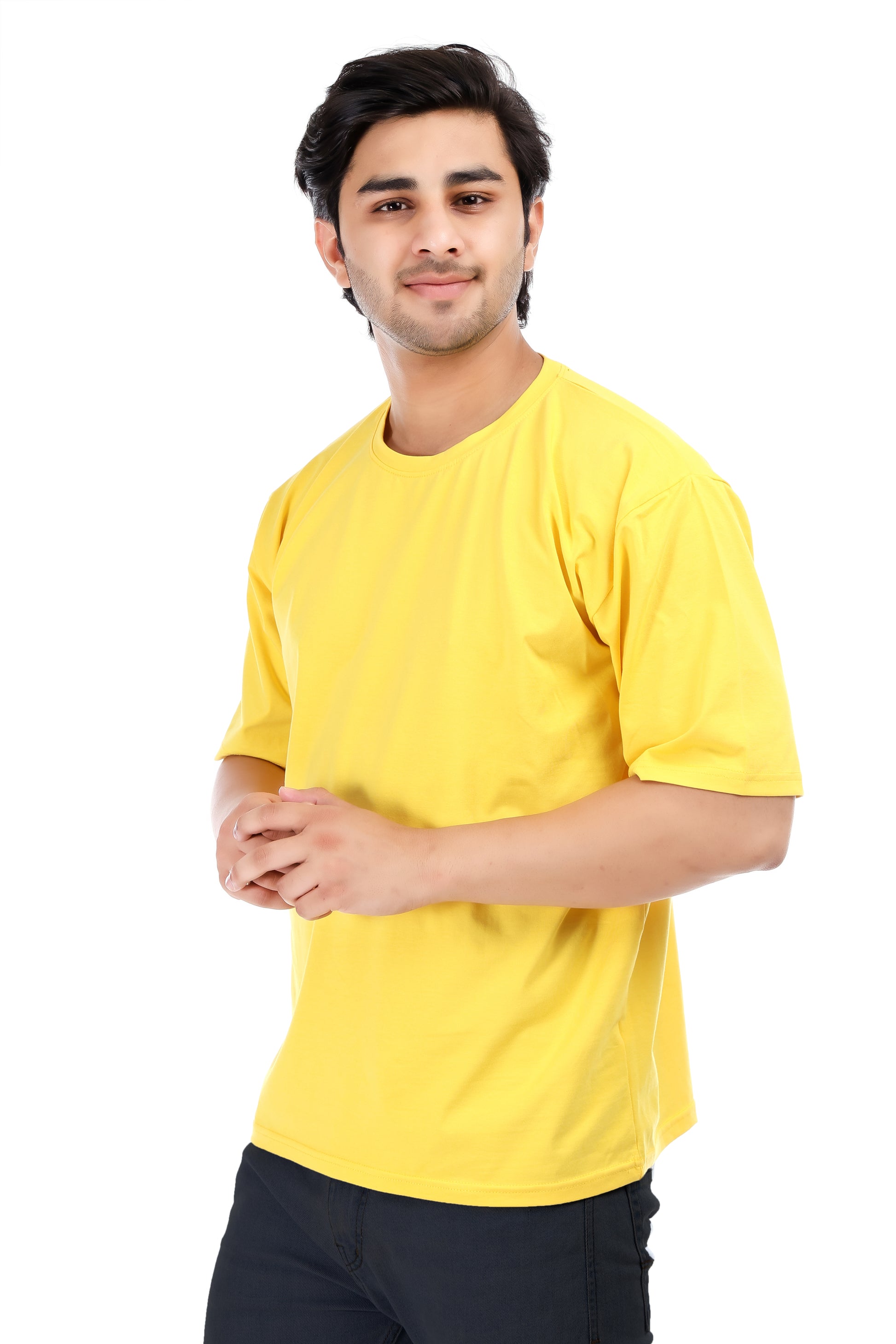 Men's Plain Oversized Round Neck 100% Cotton Lycra T-shirt