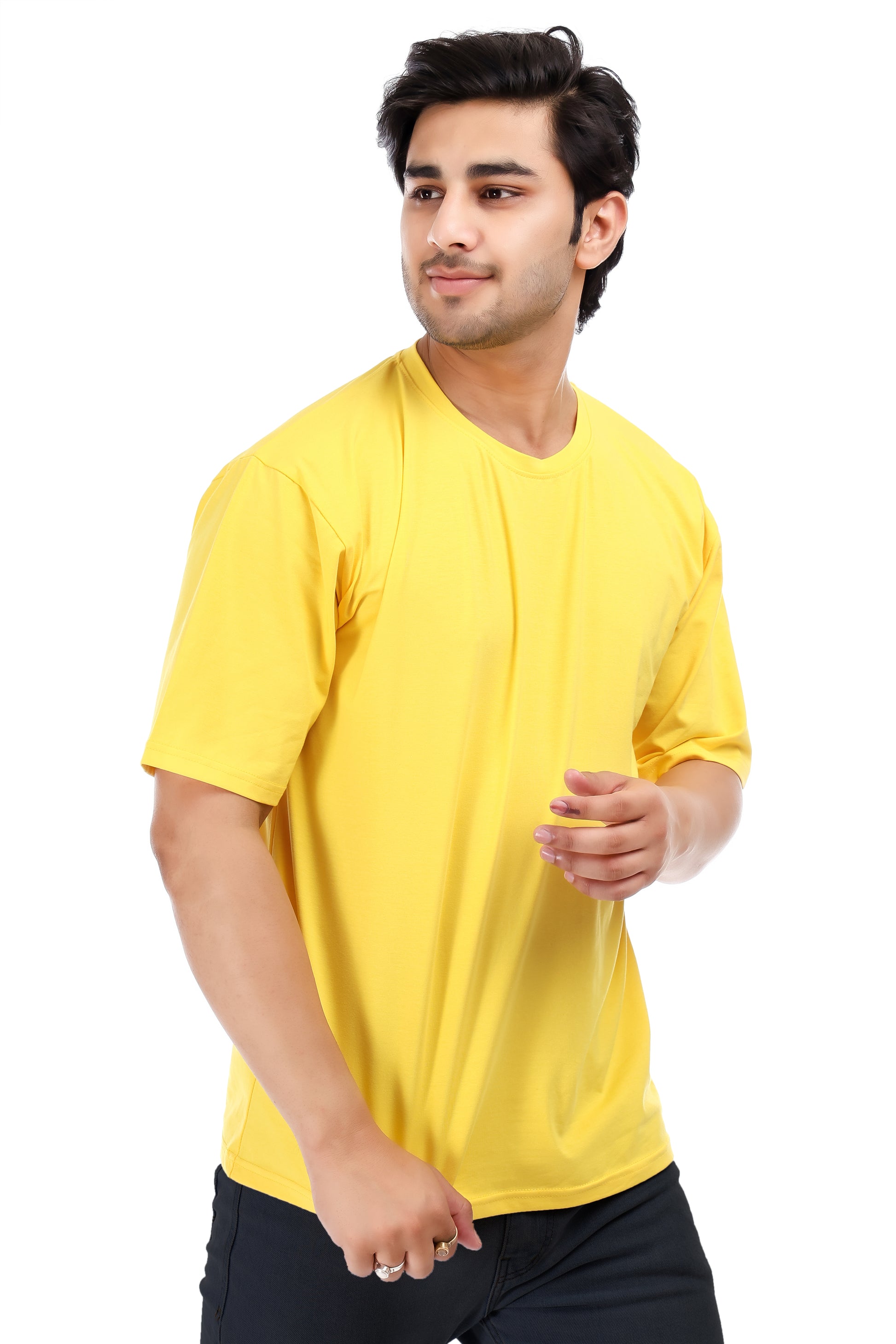 Men's Plain Oversized Round Neck 100% Cotton Lycra T-shirt