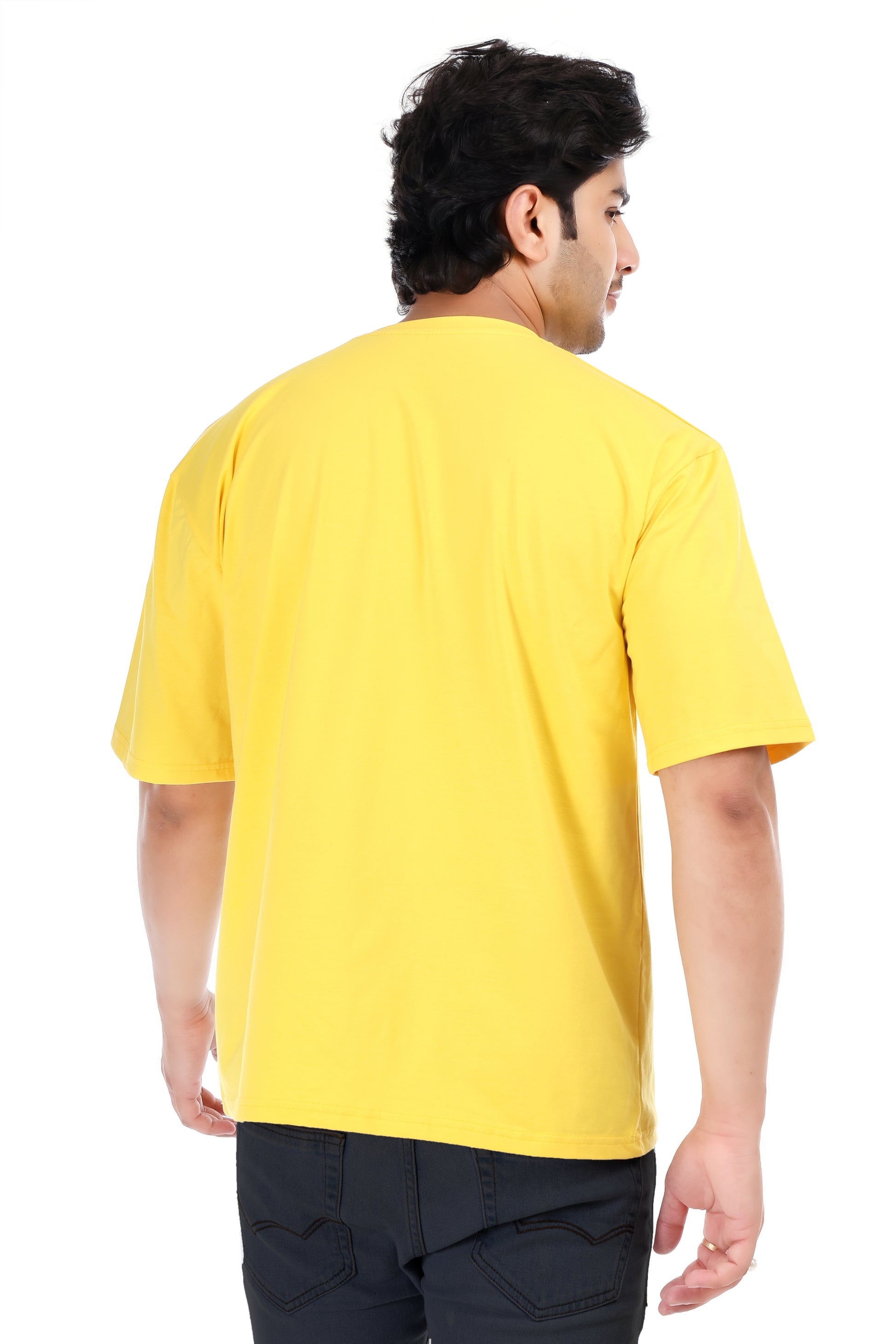 Men's Plain Oversized Round Neck 100% Cotton Lycra T-shirt