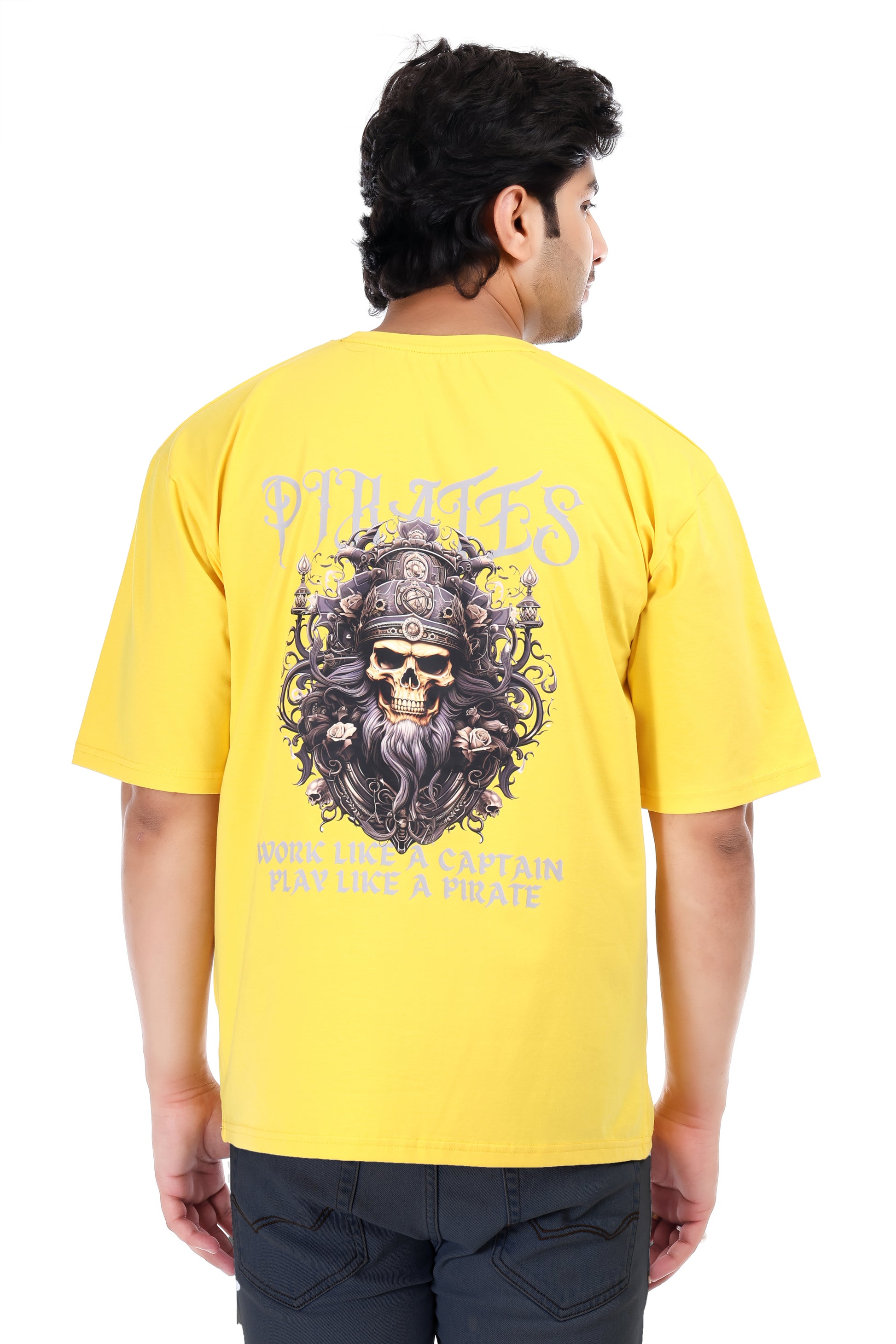 Men's Pirates Printed Oversized Round Neck T-shirt