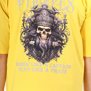 Men's Pirates Printed Oversized Round Neck T-shirt